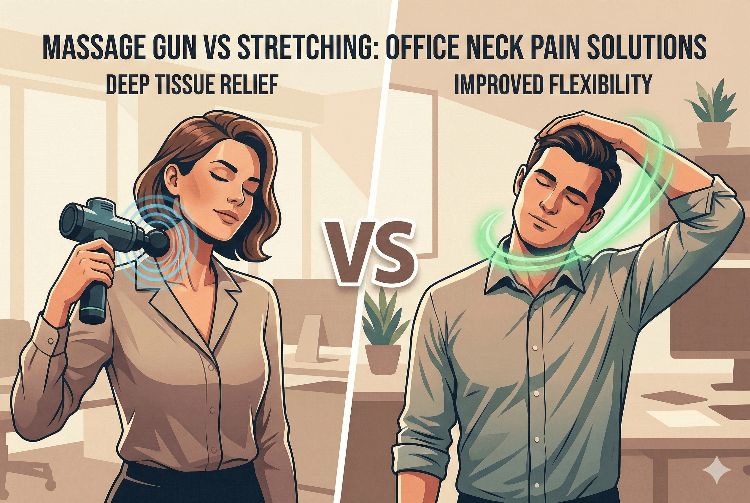 Massage gun vs stretching for office neck pain